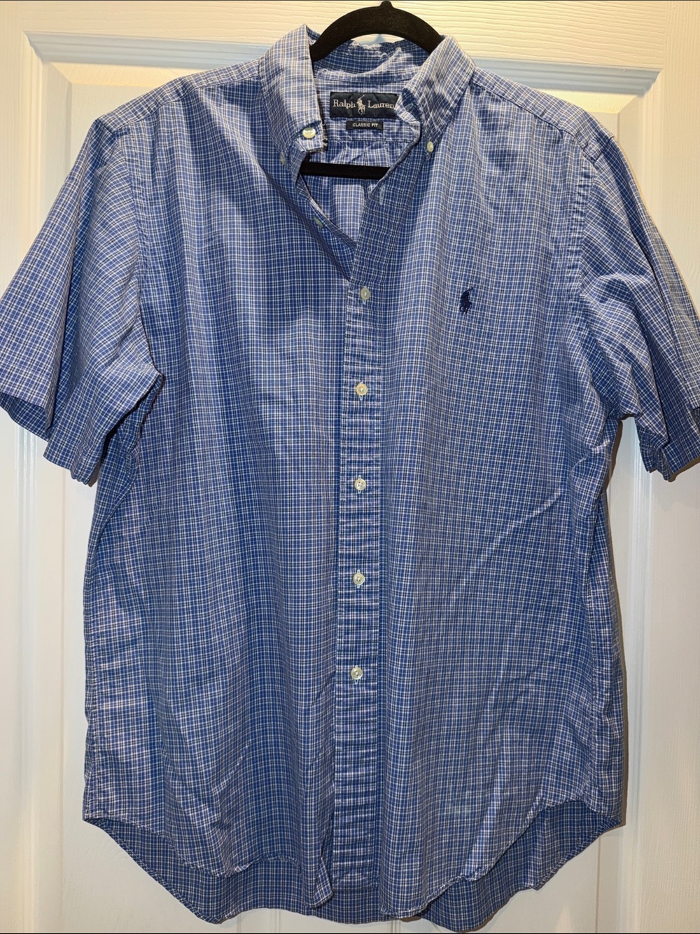 Ralph Lauren Blue Plaid Short-Sleeve Button-Down Shirt - Polo Pony Logo